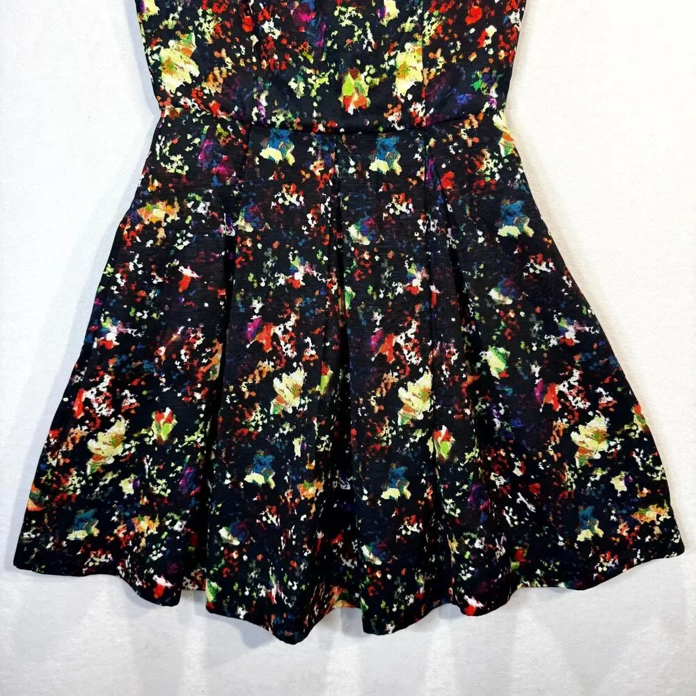 Gap Women's Confetti fit & flare Black Floral Printed Sundress Womens Size 0 NEW